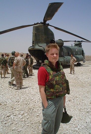 Krista van Velzen during a visit to troops in Afghanistan